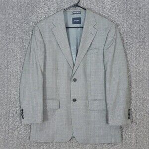 Nautica Blazer Mens 40R Black Gray Houndstooth Check 100% Wool Jacket